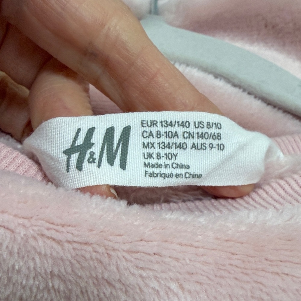 H&M Pink Fleece Sweatshirt with reversible Sequin Fox sz 8-10 - Picture 8 of 10
